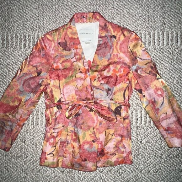 Banana Republic Floral Watercolor Blazer Jacket - Sz 2 - Picture 7 of 13